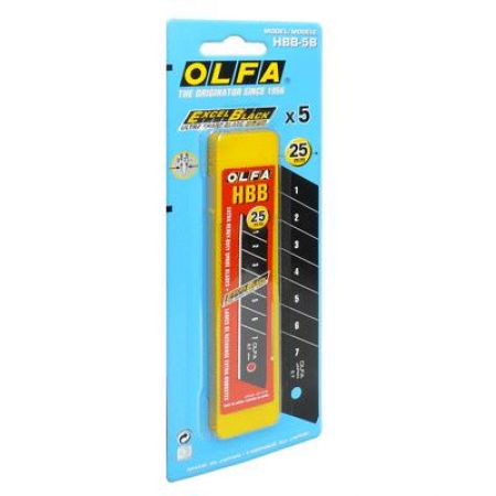 Olfa HBB-5B 25mm Ultra Sharp Excel Black Snap-off Blades 5 Pack