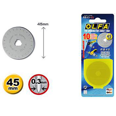 Olfa RB45-10 45mm Rotary Blade 10 Pack
